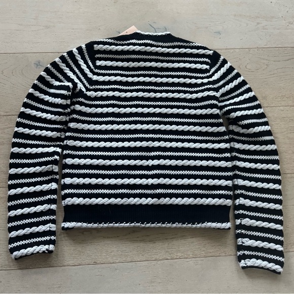 NWT La Ligne Braid Stripe Cardigan S black cream - Picture 6 of 10